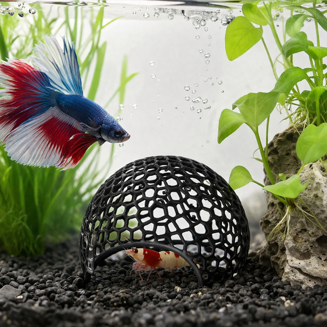 Aquarium Fish Hiding Spot - Mini Porous Cave Shrimp House for