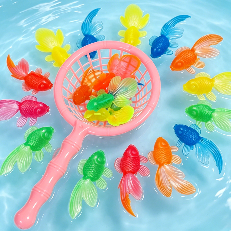 Aquarium Fish Escape - 9/18pcs Floating Goldfish & Fishing Net