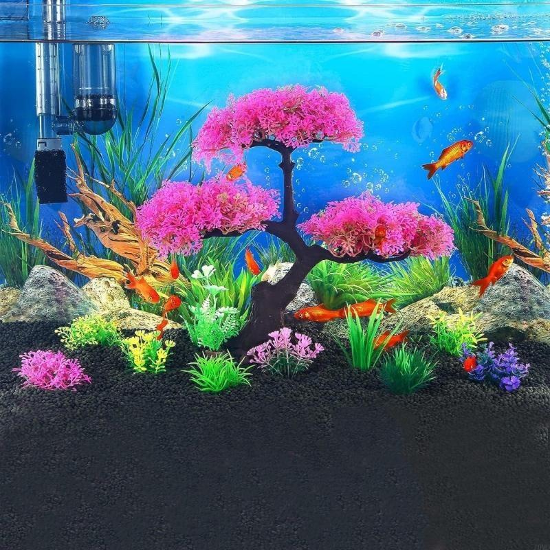 Aquarium Fish Hiding Spot - 10 Pcs Artificial Green Aquatic Plant