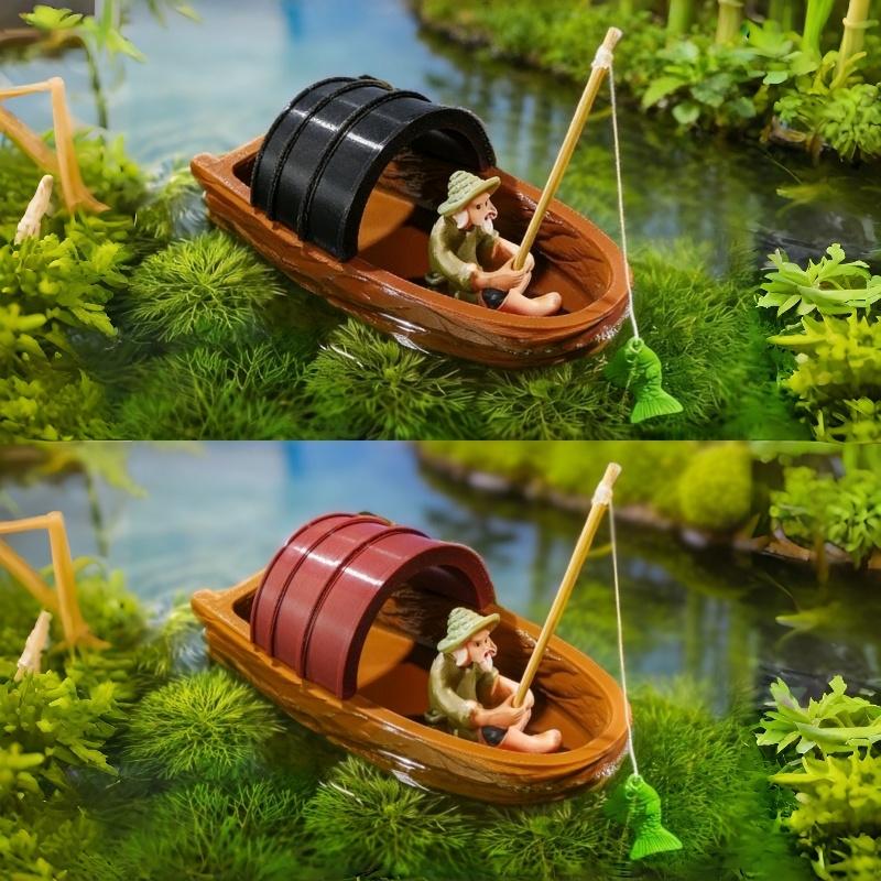 Floating Fisherman Boat Miniat - огляд і ціна Aquarium Fish Escape